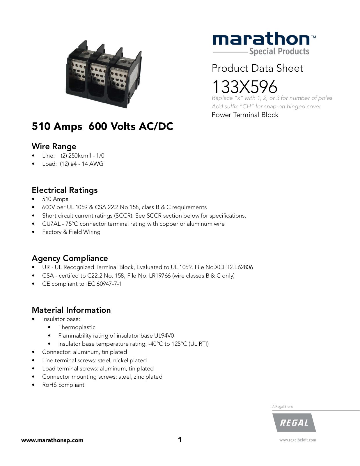 Marathon Special Products 133X596 Data Sheet