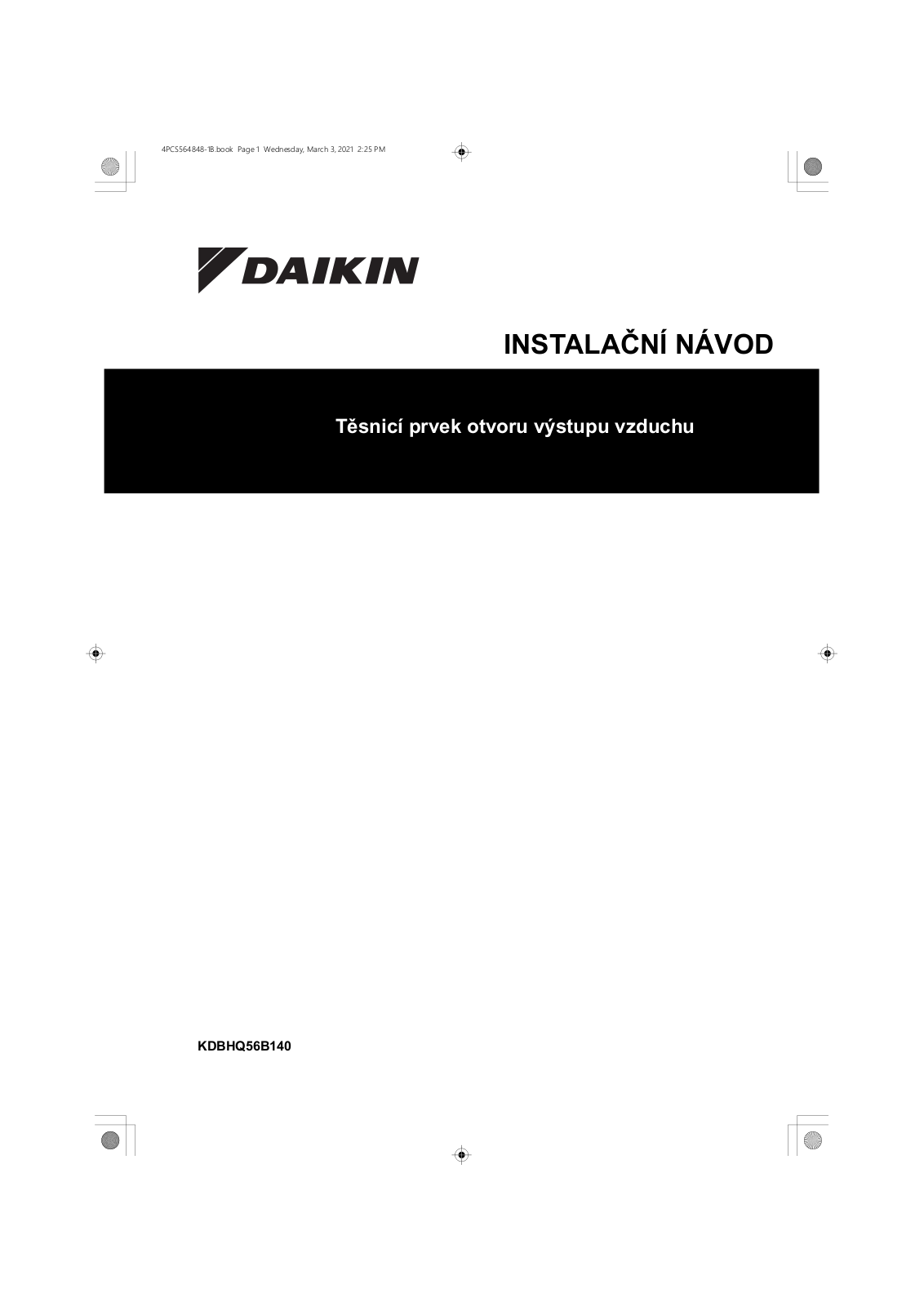 Daikin KDBHQ56B140 Installation manuals