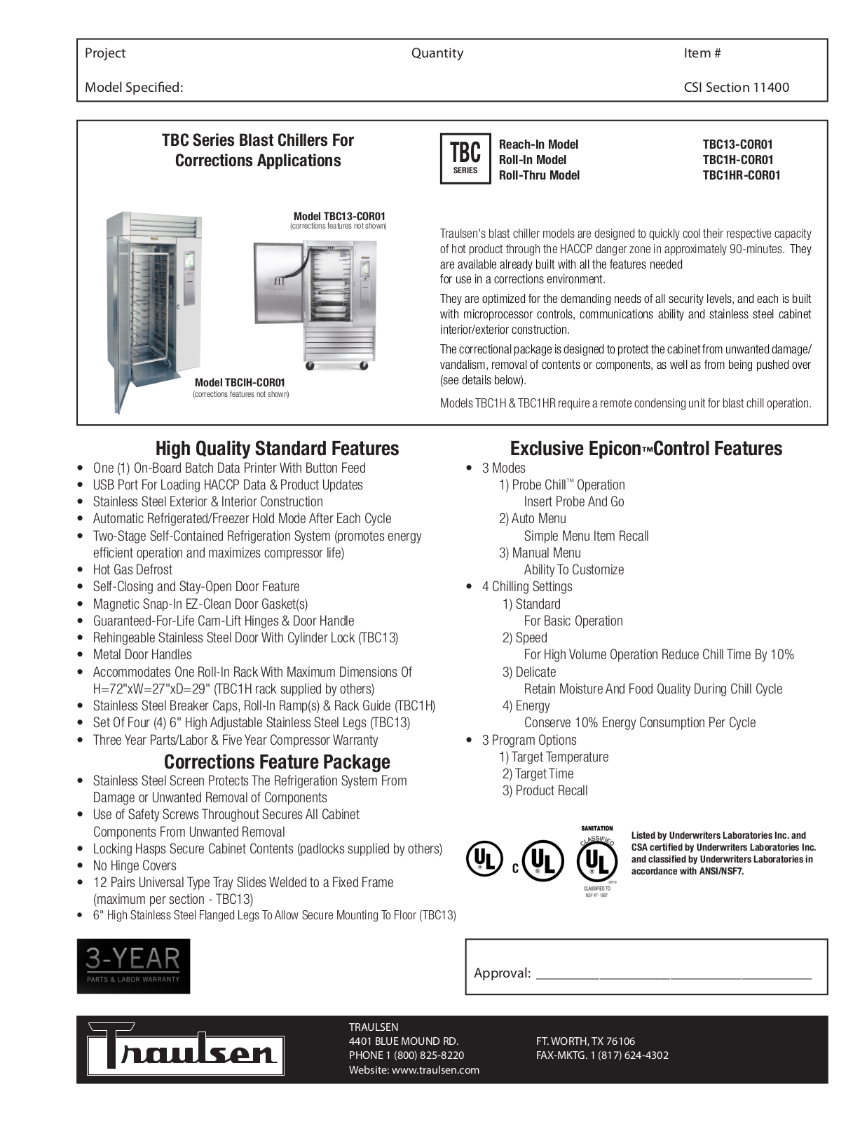 Traulsen TBC13-COR01 User Manual