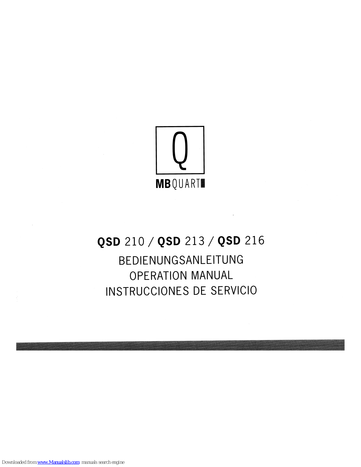 MB QUART QSD 210, QSD 213, QSD 216 Operation Manual - ManualMachine.com