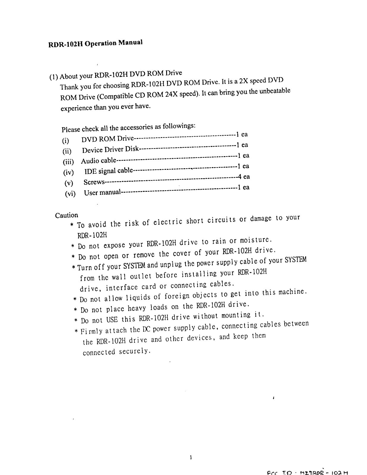 Raite Optoelectronics RDR 102H User Manual