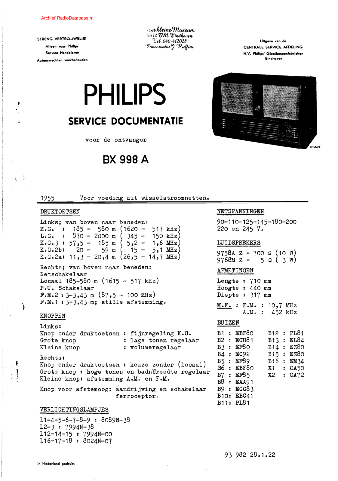 Philips BX998A Schematic