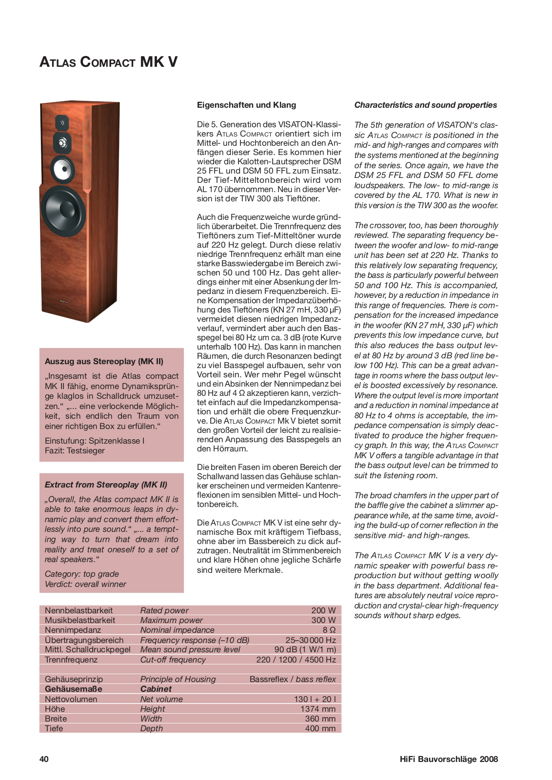 VISATON VIS ATLAS COMP 5 Datasheet - ManualMachine.com