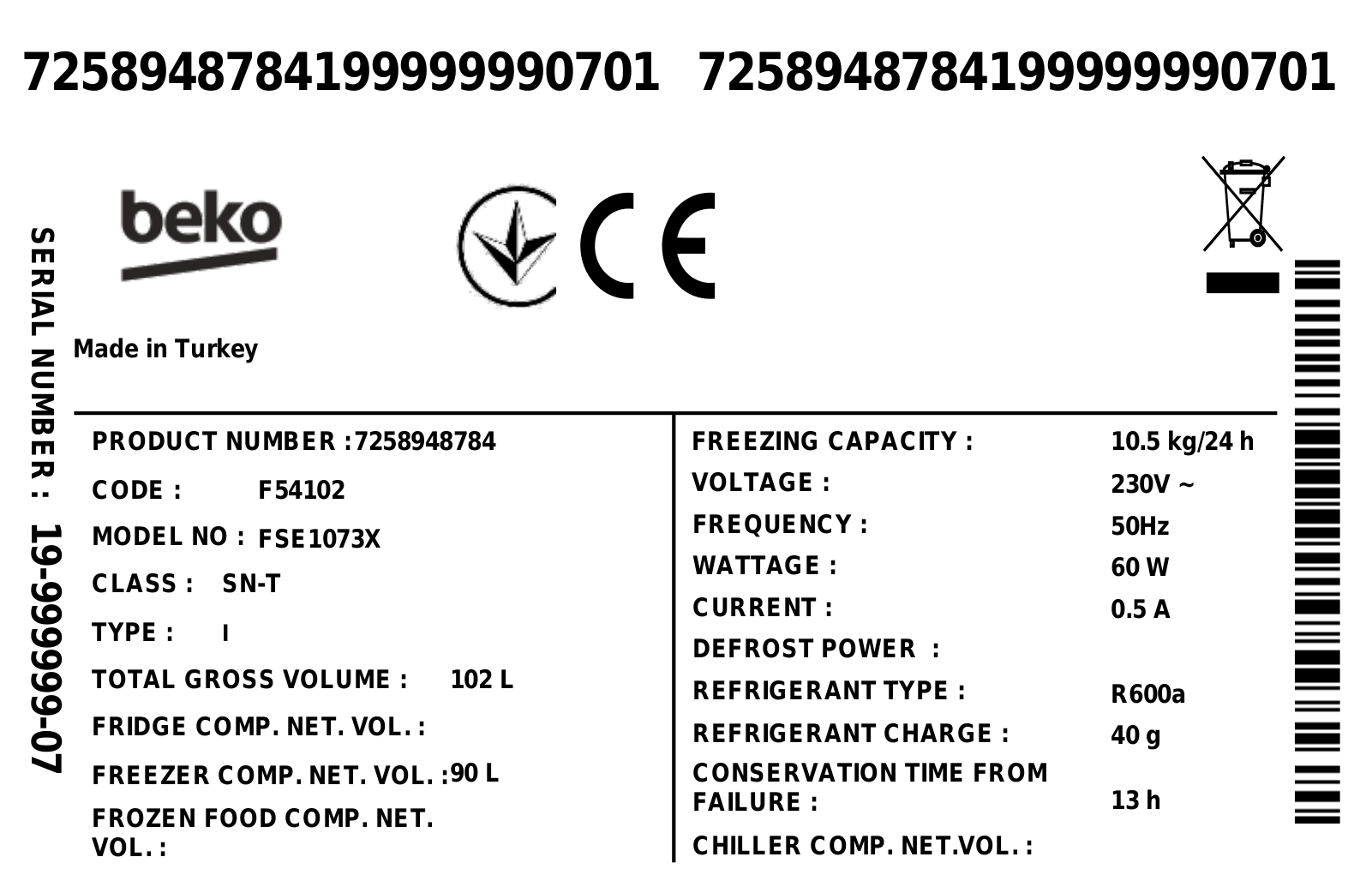 Beko FSE1073X User manual