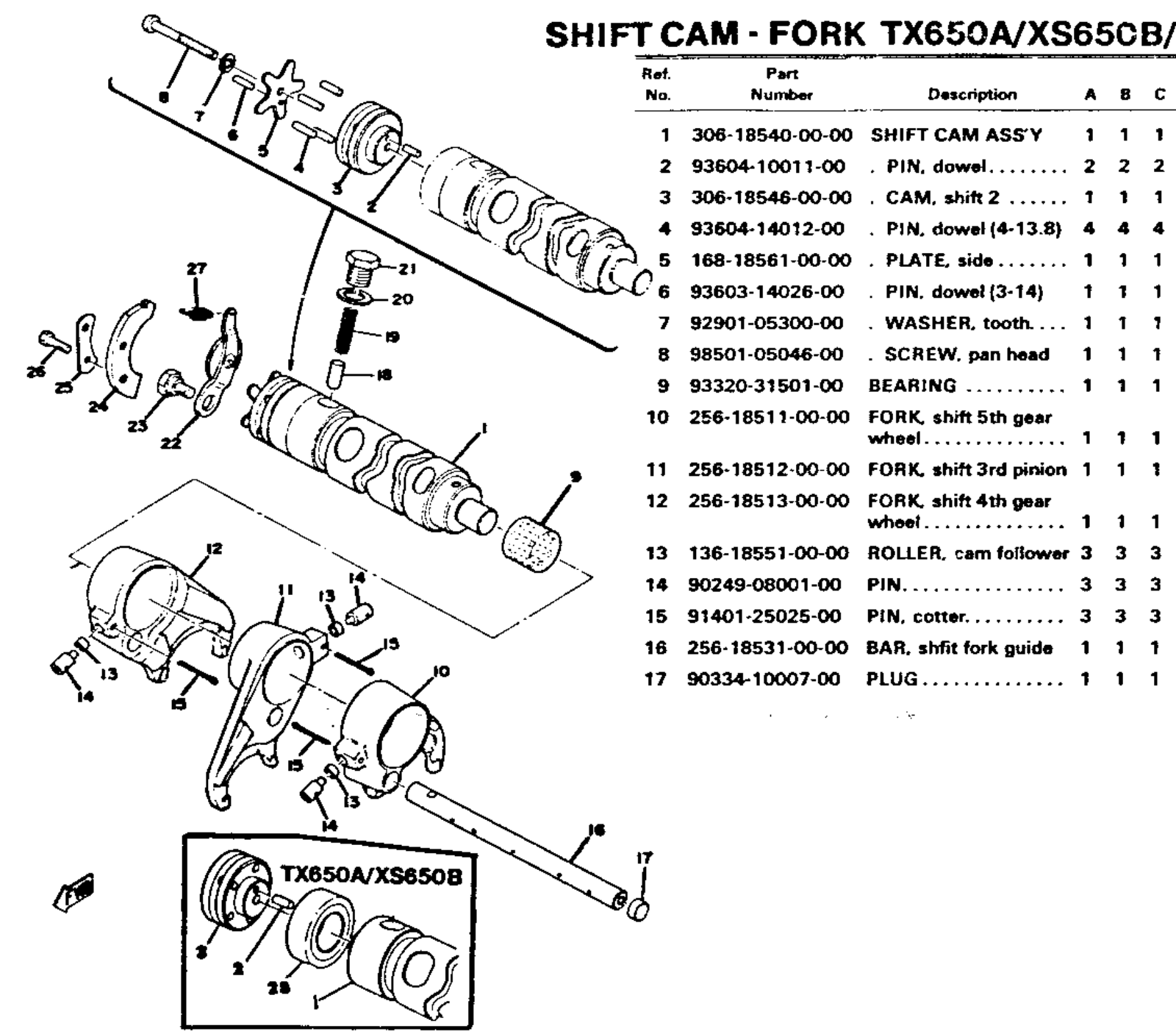 Yamaha XS650 1970-1979 Service Manual shifter