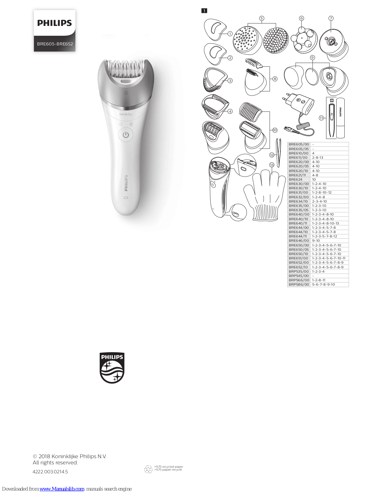Philips BRE605/05, BRE621/11, BRE610/00, BRE620/05, BRE620/10 User Manual - ManualMachine.com