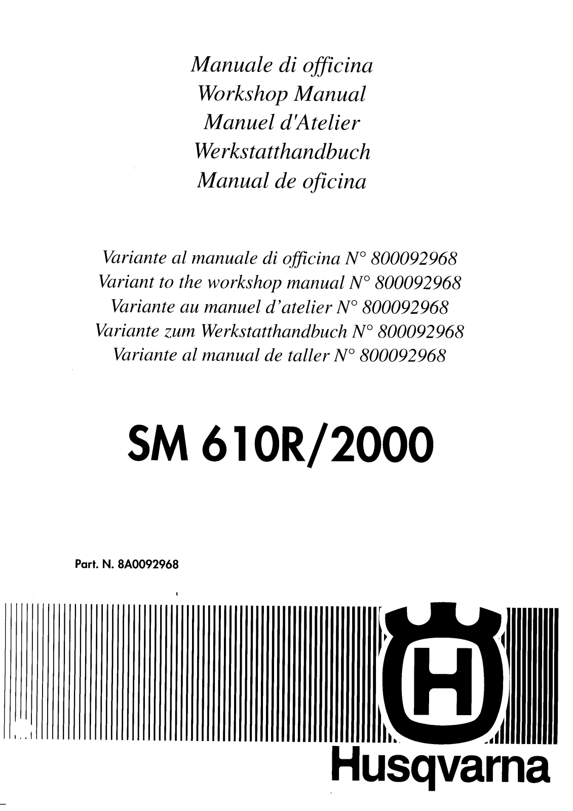 Husqvarna SM 610 R 2000 Workshop Manual