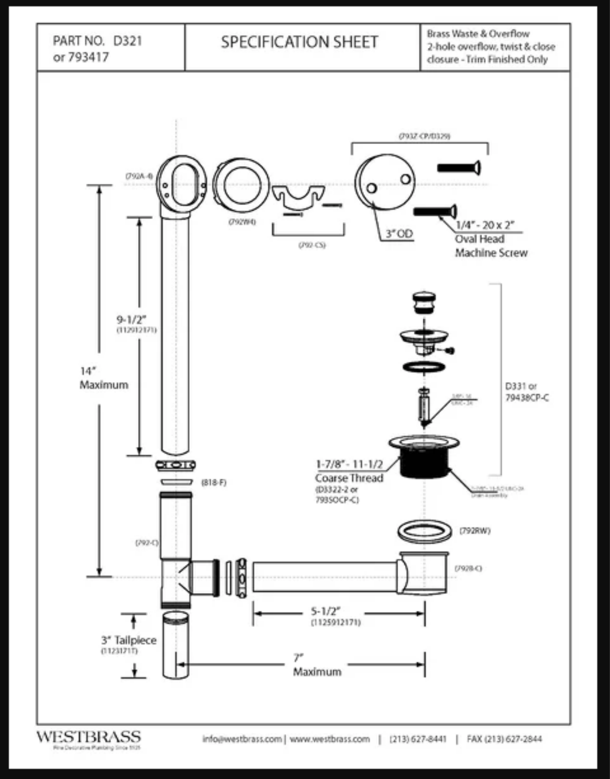 Westbrass WTB10058 Specifications - ManualMachine.com