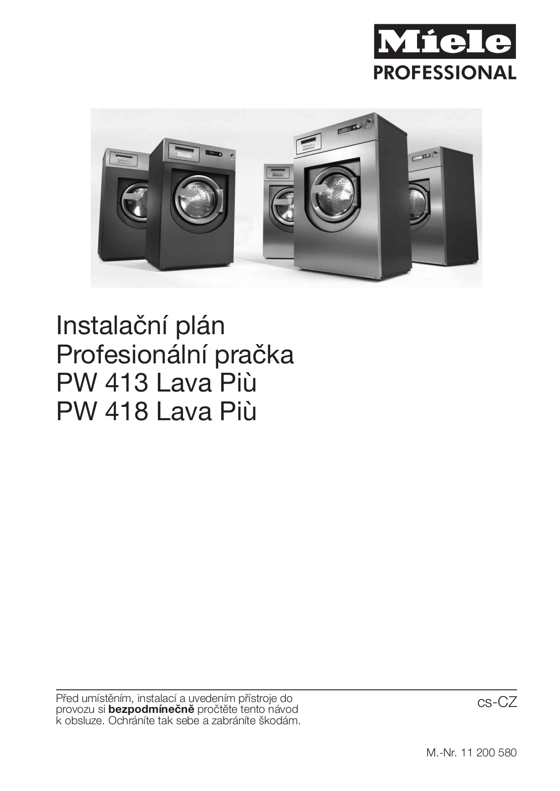 Miele PW 413 Lavapiu, PW 418 Lavapiu Installation diagram