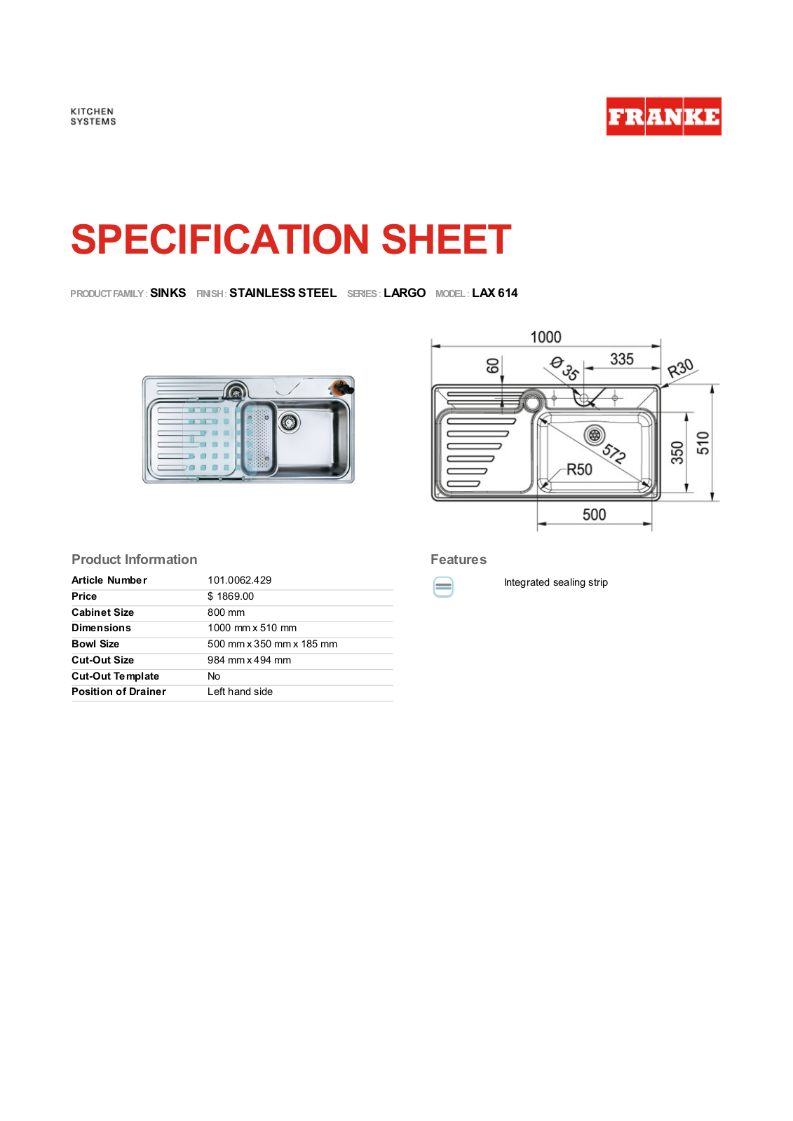 Franke Foodservice LAX 614 User Manual