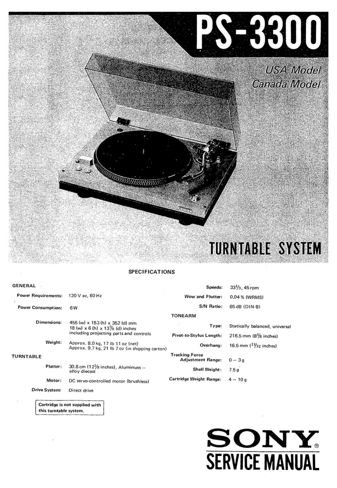 Sony PS-3300 Service Manual