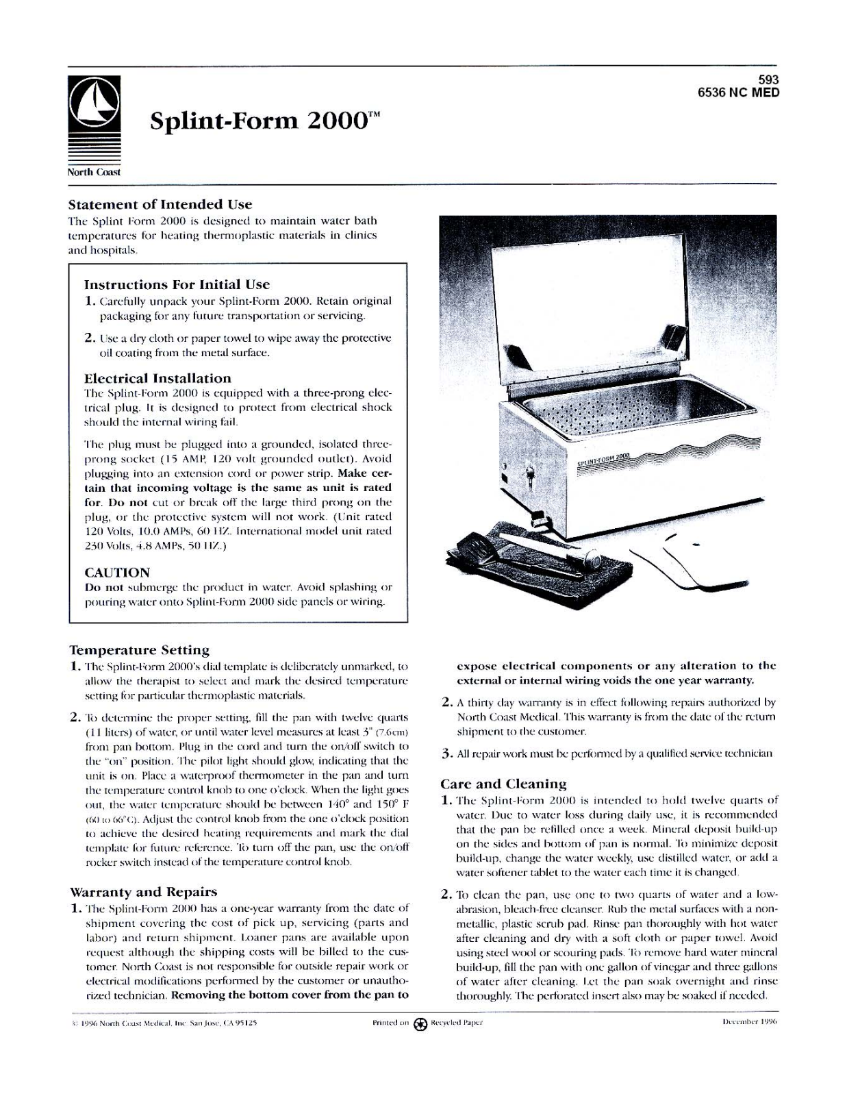 Wells Splint-Form2000 Service Manual