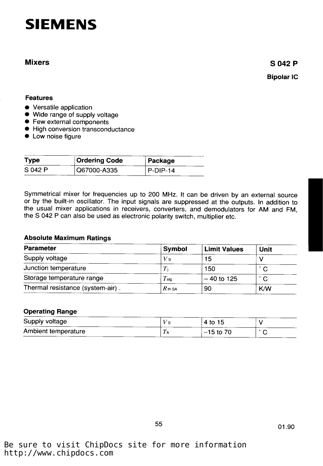 Siemens S042P Datasheet