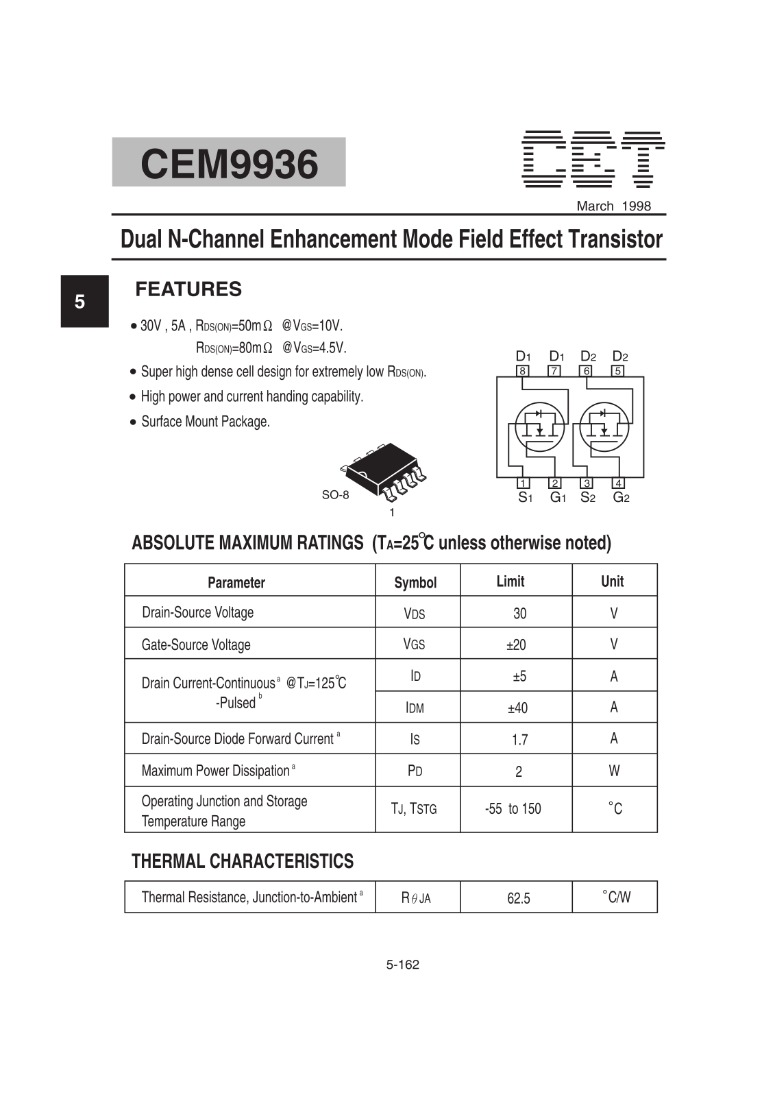Datasheet CEM9936 Datasheet (CET) - ManualMachine.com