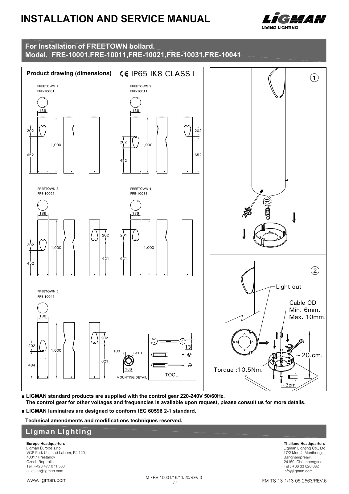 Ligman FRE-10001, FRE-10011, FRE-10021, FRE-10031, FRE-10041 Installation Manual - ManualMachine.com