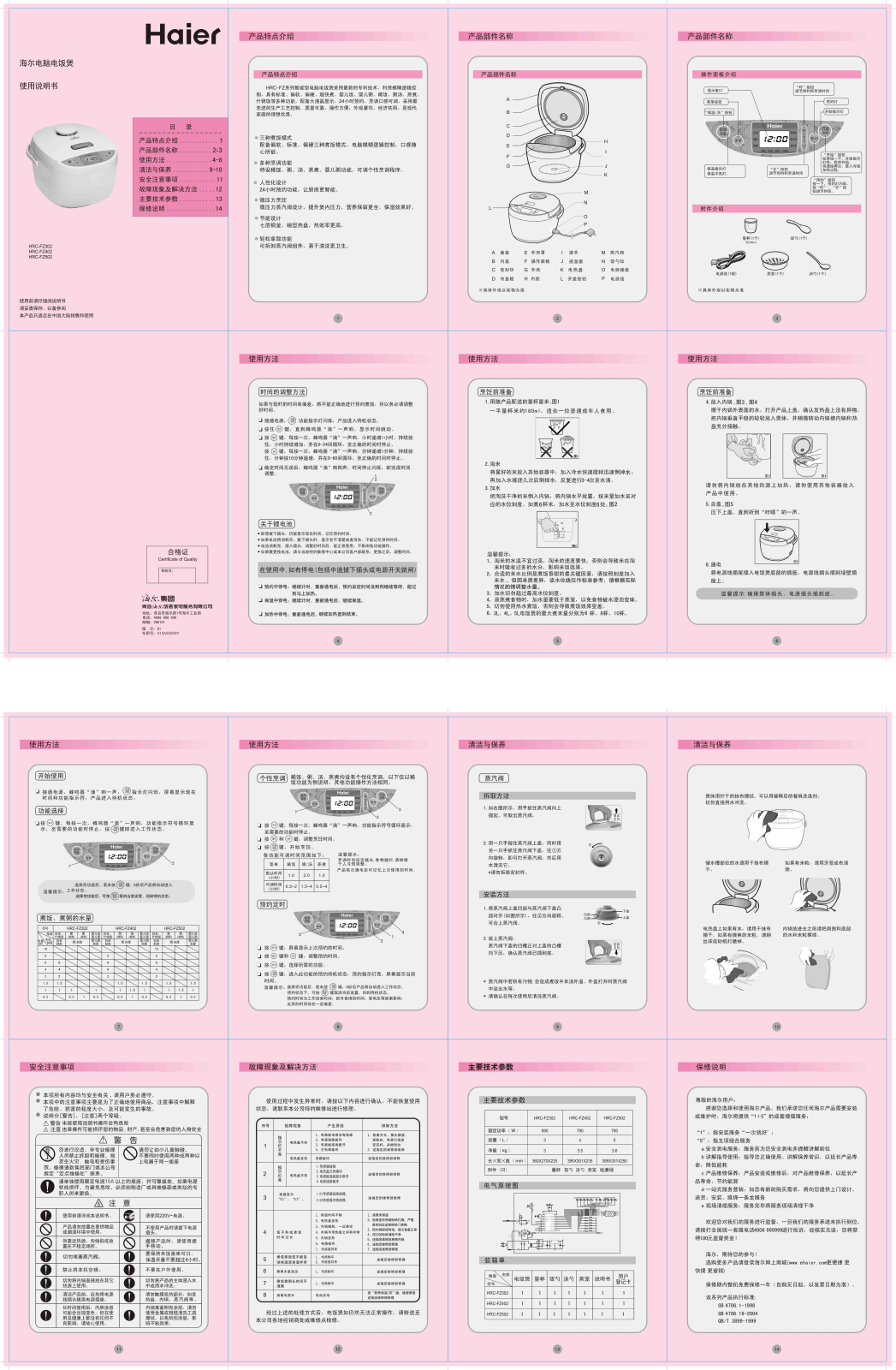 Haier HRC-FZ302, HRC-FZ402, HRC-FZ502 User Manual