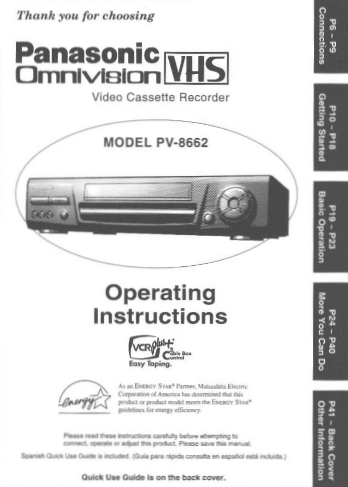 Panasonic PV-8662 User Manual