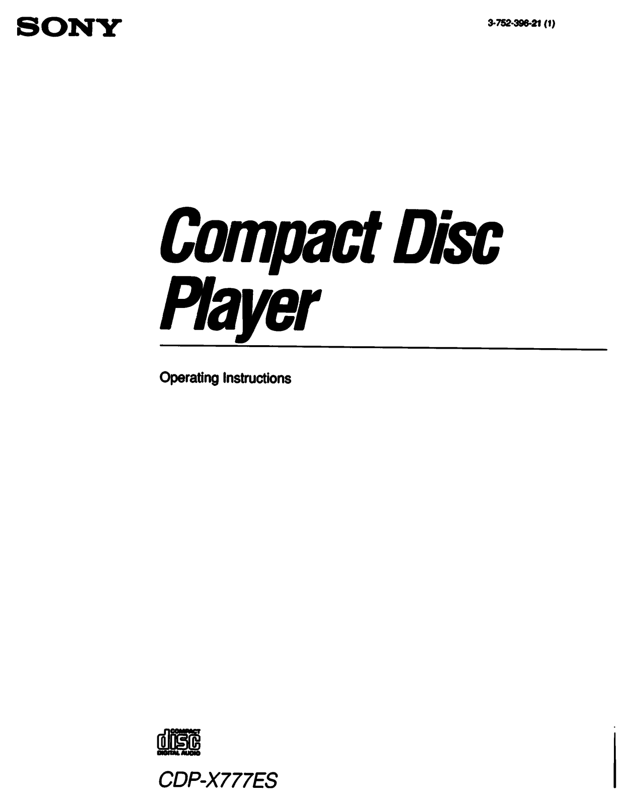 Sony CDP-X777ES User Manual