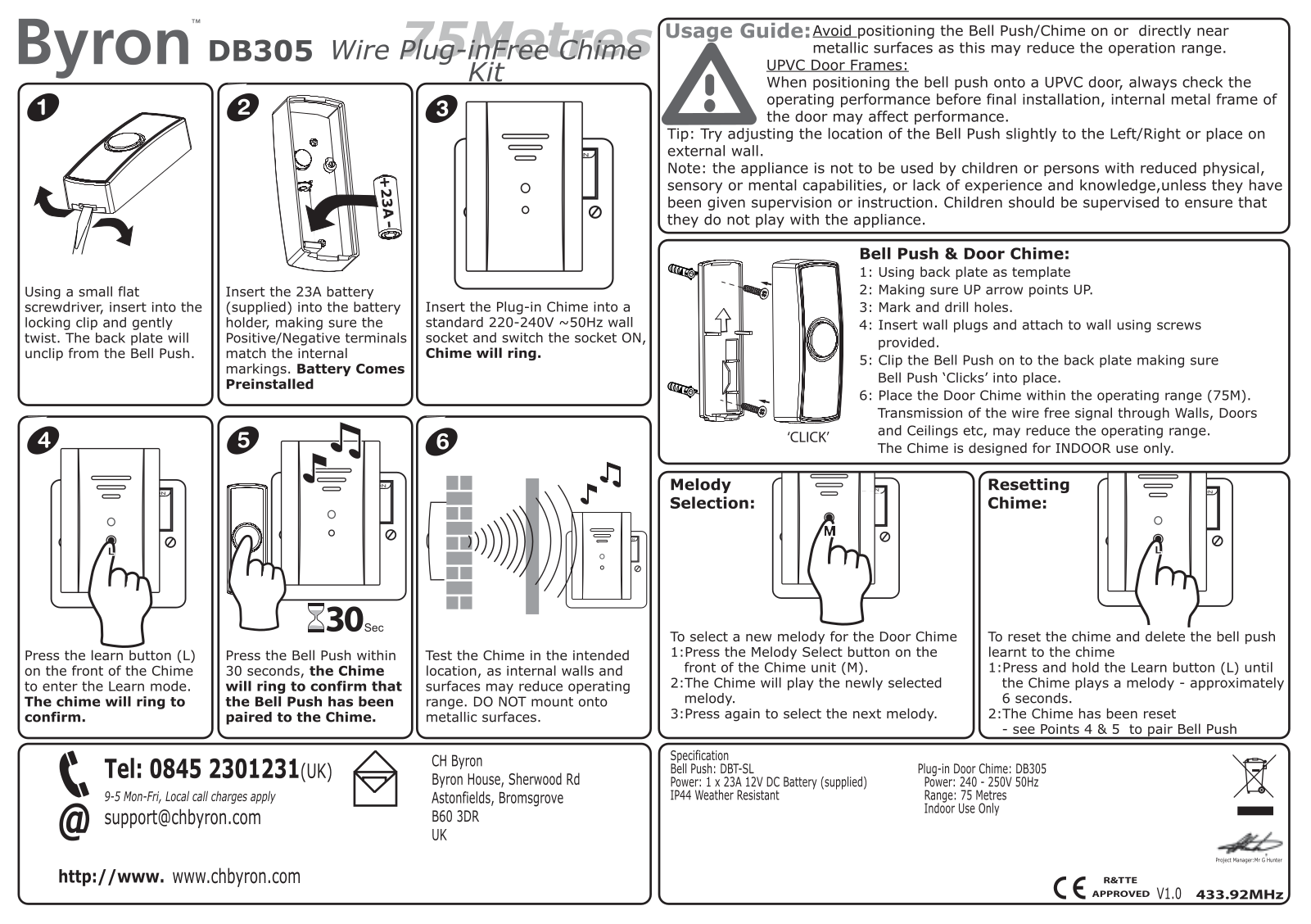 Byron B305 Installation and Operation Instruction