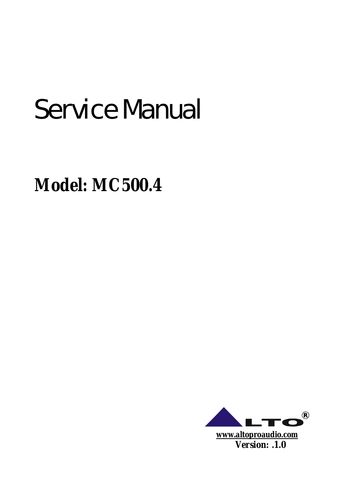 Alto MC500.4 Service Manual