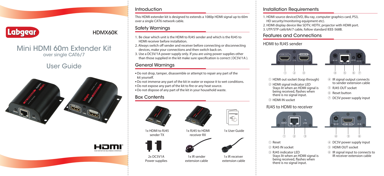 Labgear HDMX60K User Manual