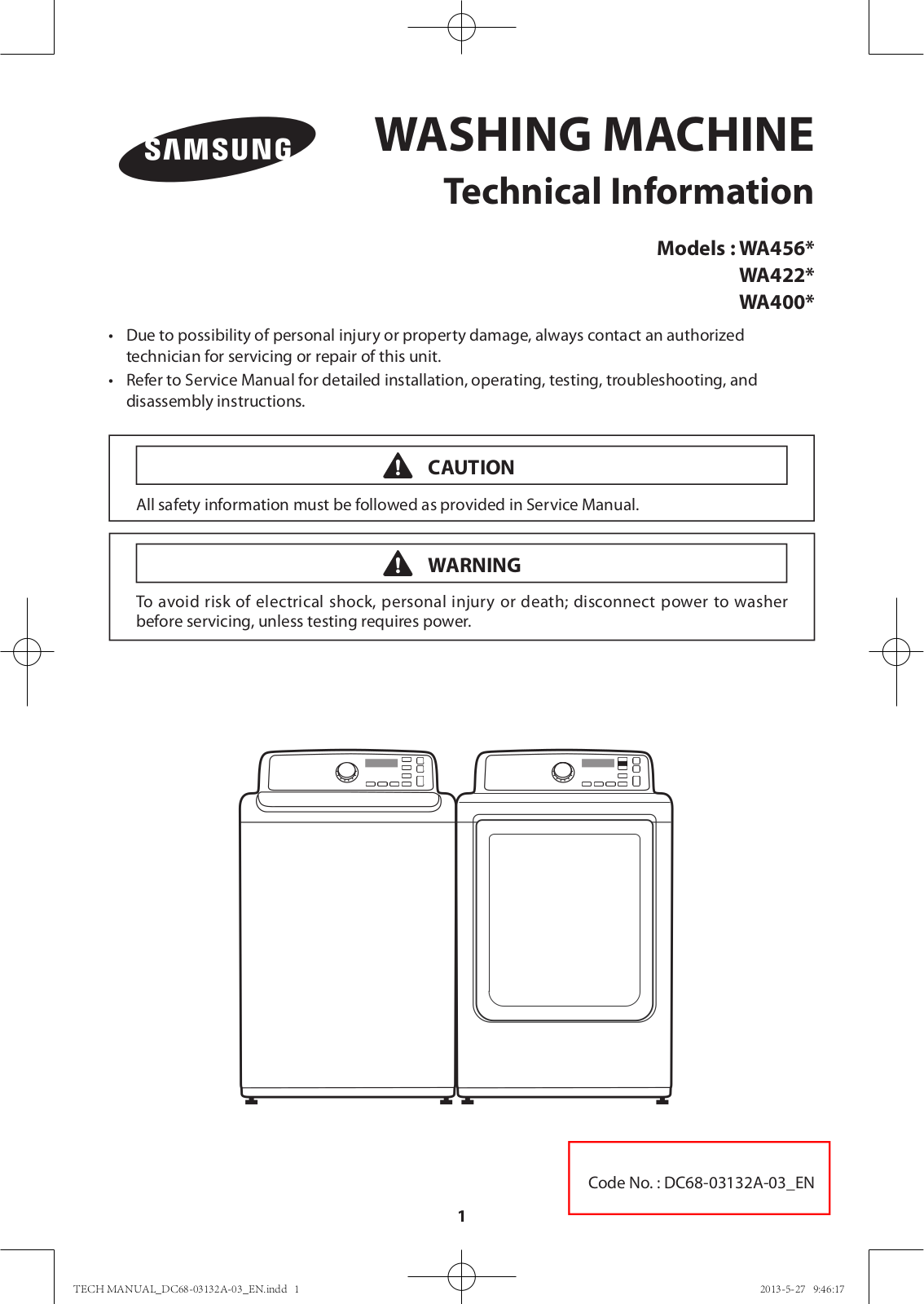 Samsung WA456DRHDWR-AA User Manual