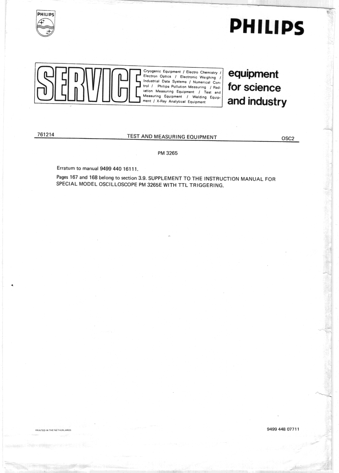 Philips PM3265 Service Manual