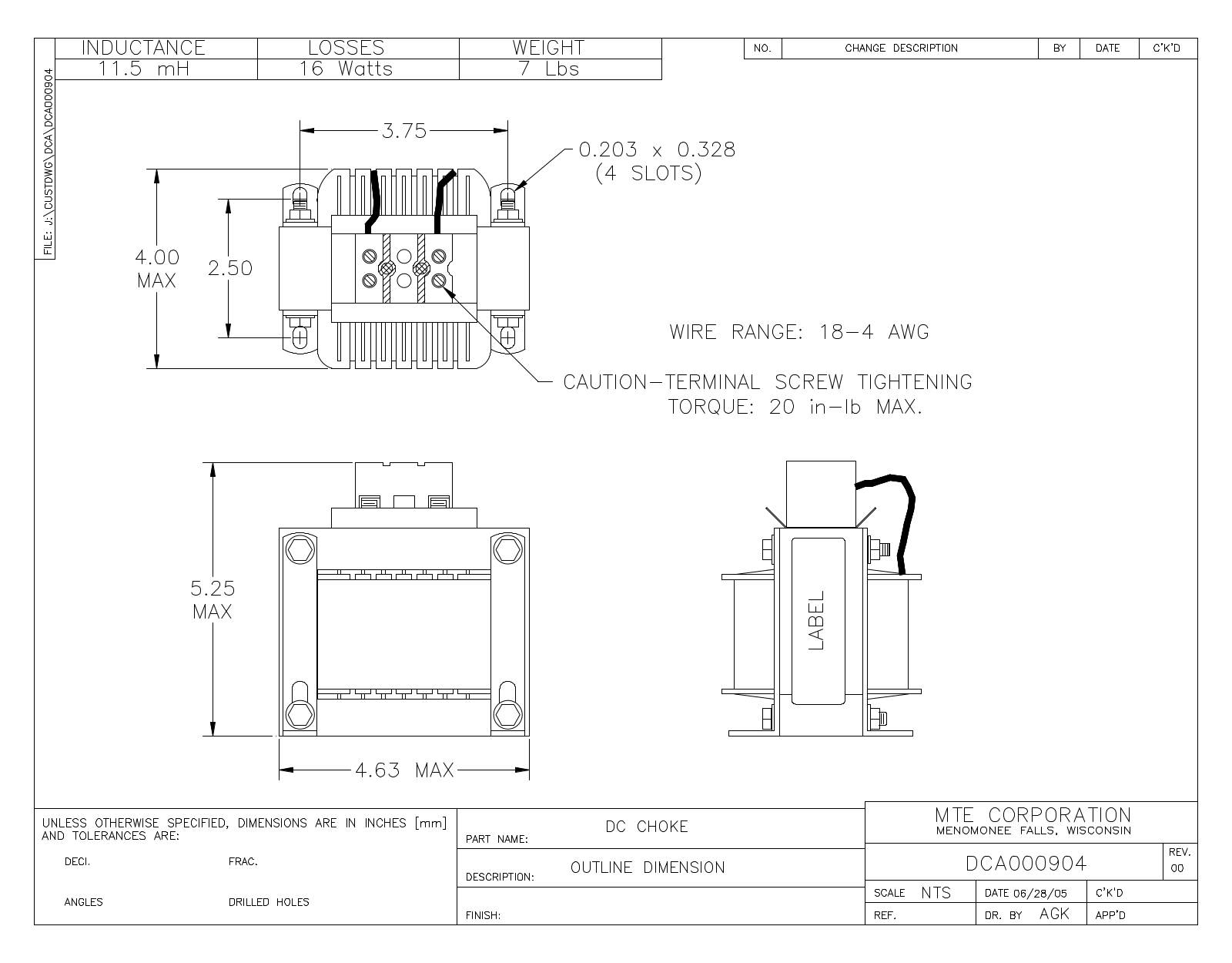 MTE DCA000904 CAD Drawings