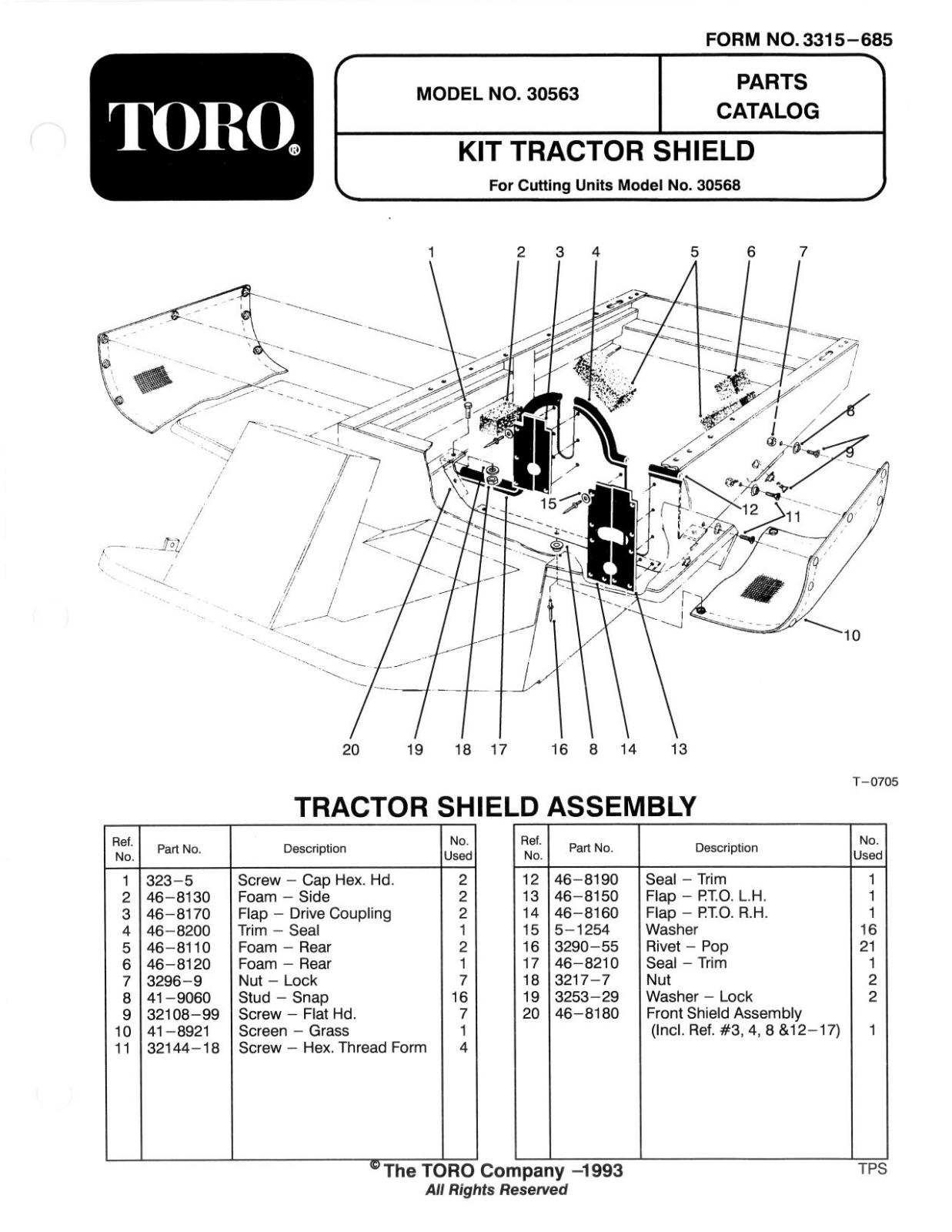 Toro 30563 Parts Catalogue