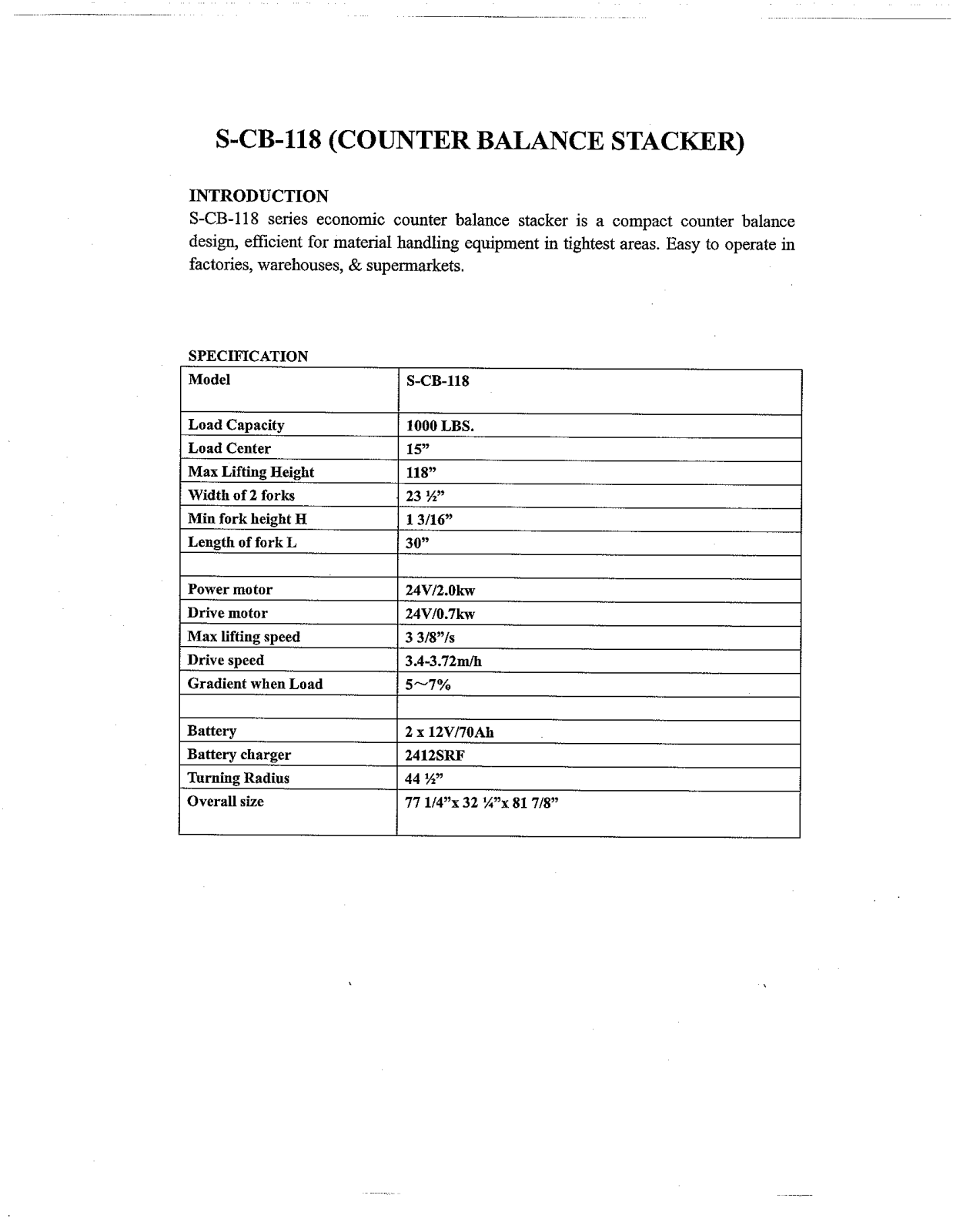 Vestil S-CB-118 User Manual