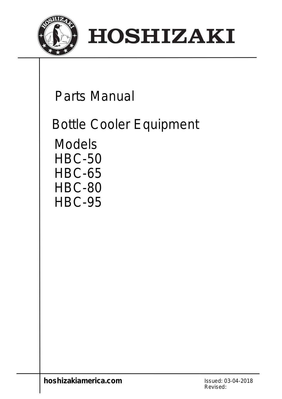 Hoshizaki HBC95S, HBC80S, HBC65S, HBC50S User Manual