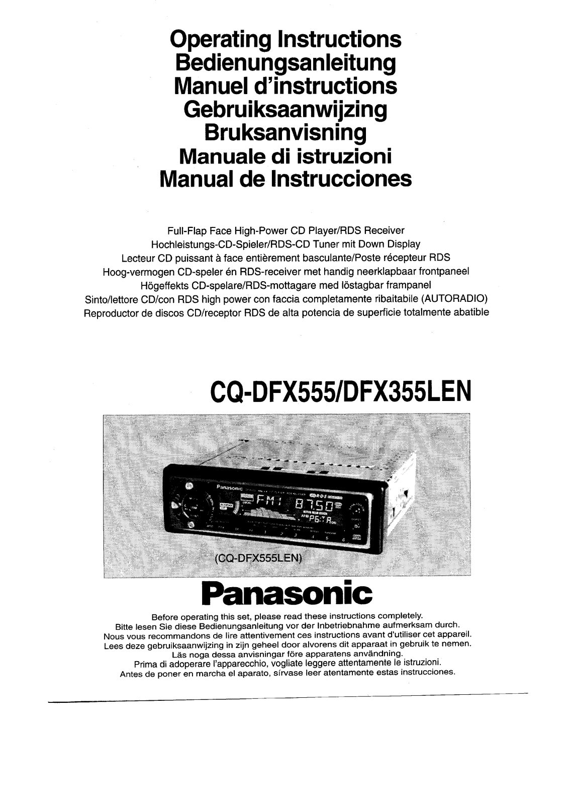 PANASONIC CQDFX355, CQDFX355LEN, CQDFX555LEN User Manual