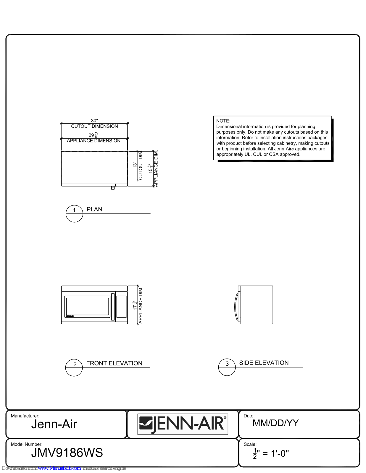 Jenn-Air JMV9186WS User Manual