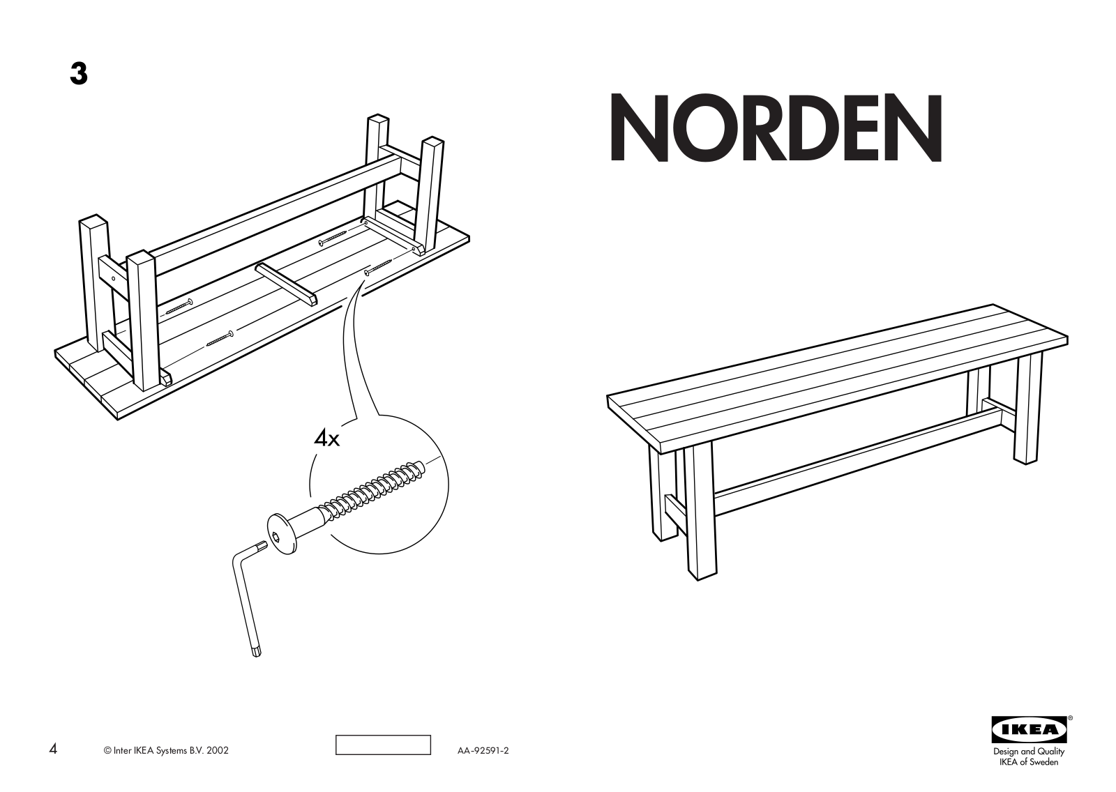 IKEA NORDEN BENCH 59 Assembly Instruction