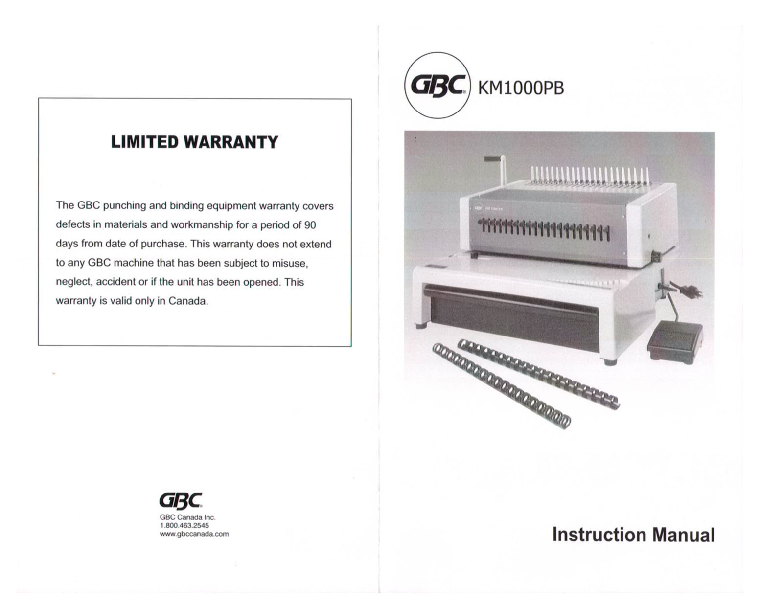 GBC KM1000PB User Manual