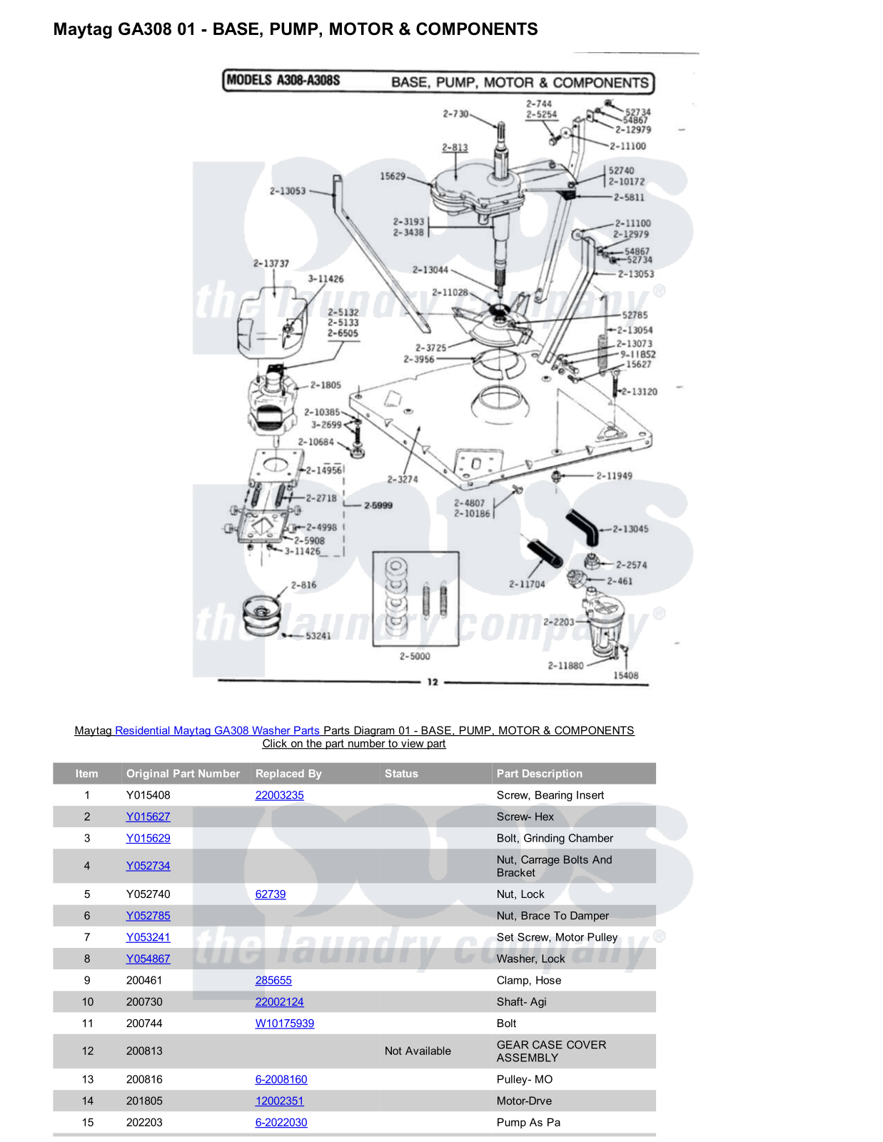 Maytag GA308 Parts Diagram