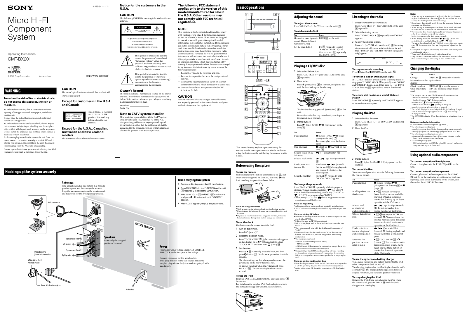 Sony CMT-BX20i User Manual