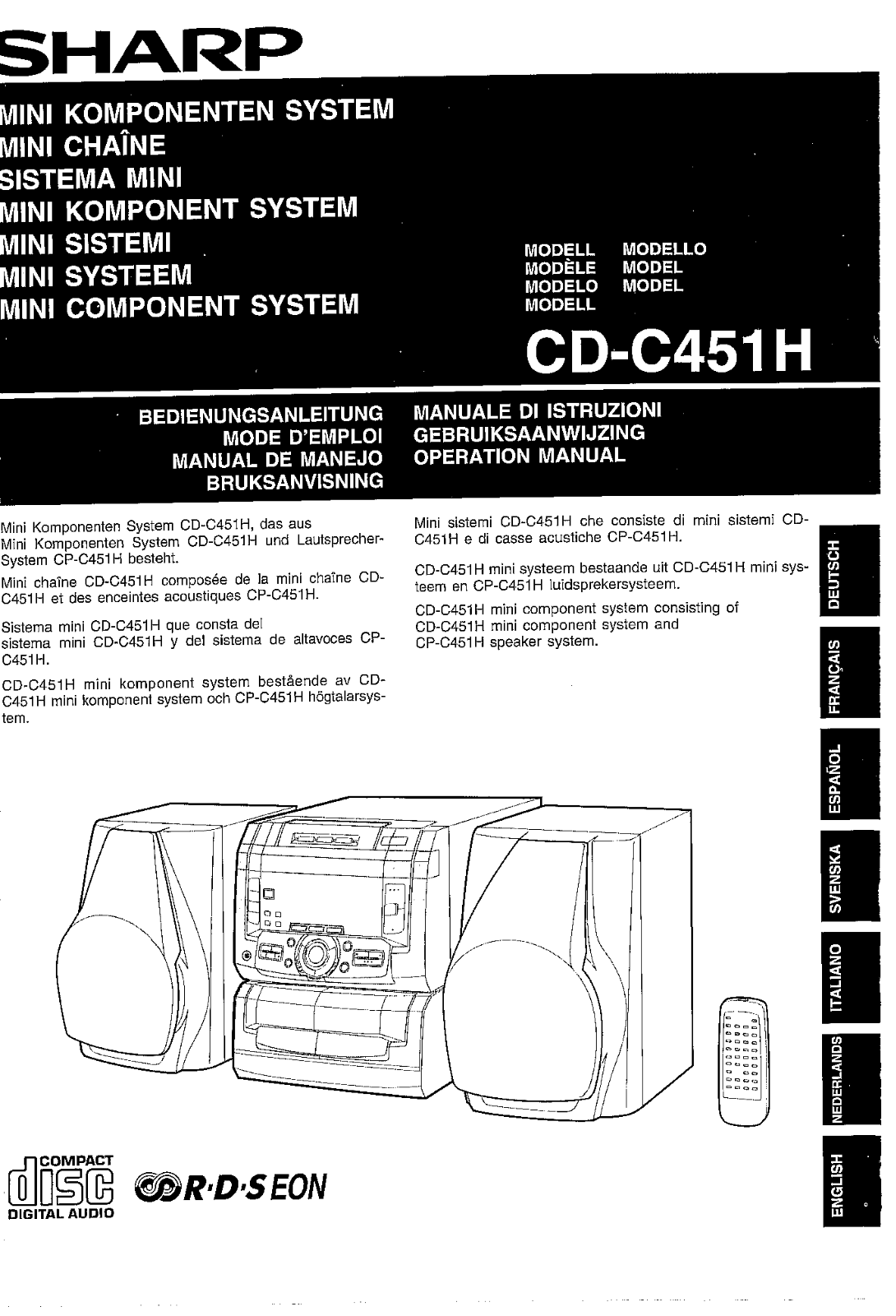 Sharp LL-T15A4, CD-C451H OPERATION MANUAL