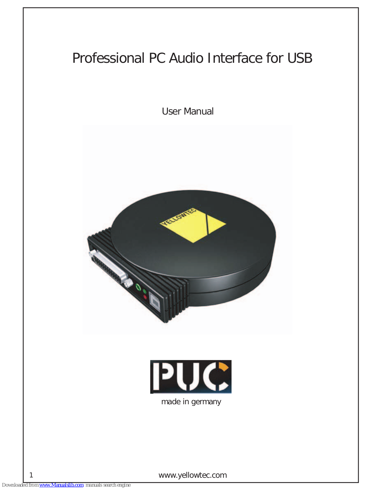 Yellowtec PC Audio Interface User Manual