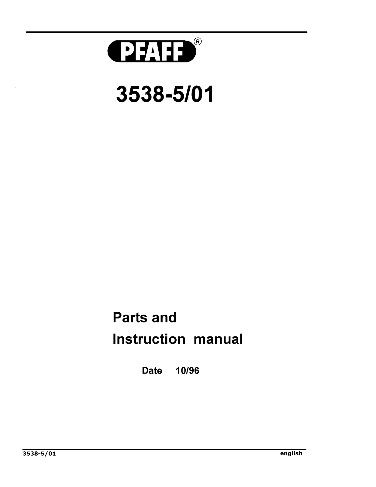 Pfaff 3538-5/01 Parts List