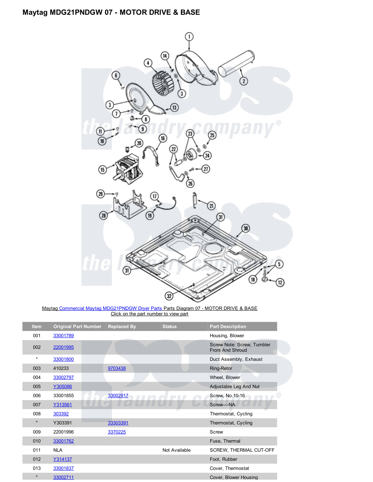 Maytag MDG21PNDGW Parts Diagram