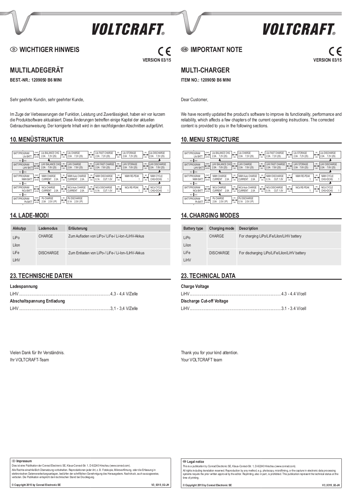 VOLTCRAFT B6 MINI User guide