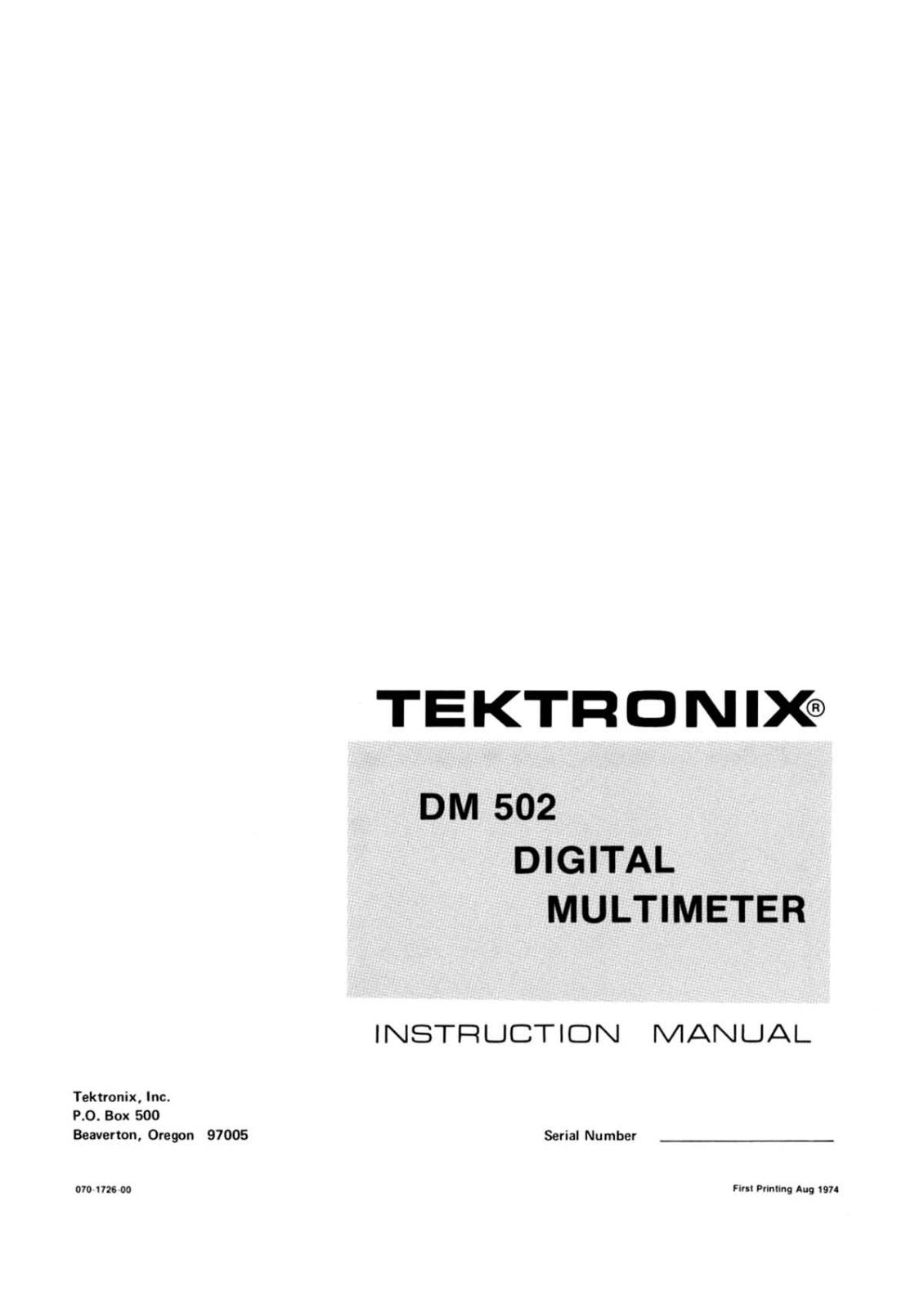 Tektronix 502 User Manual