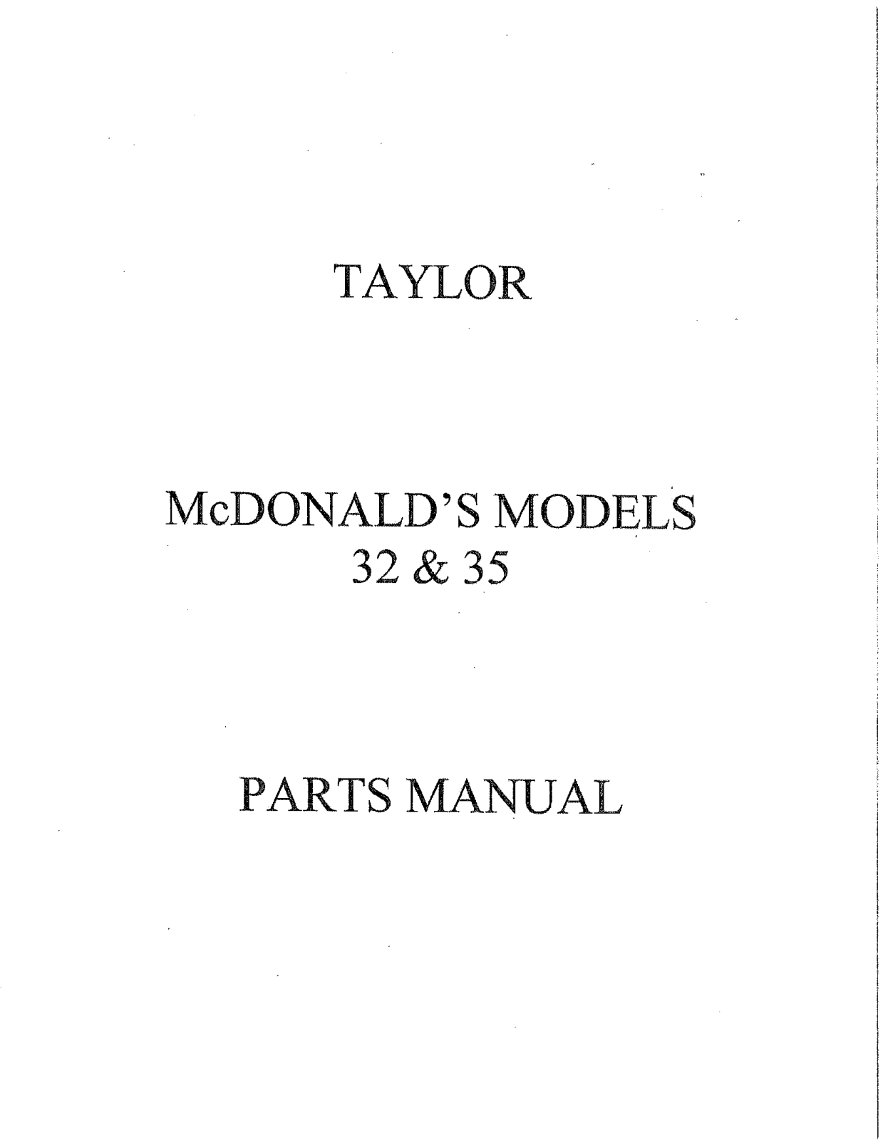 Taylor 32 Parts List