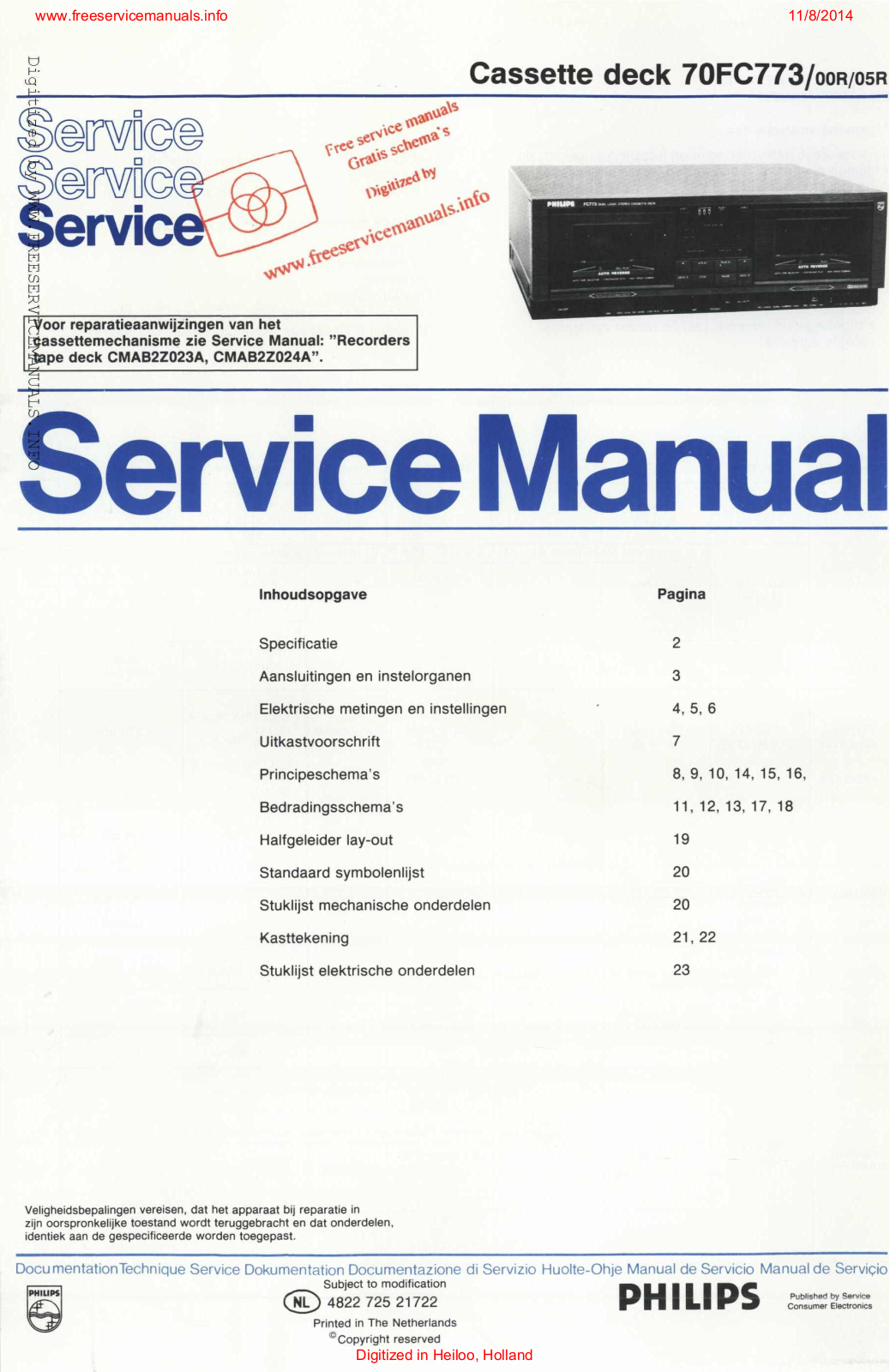 Philips 70fc773 Datasheet - ManualMachine.com