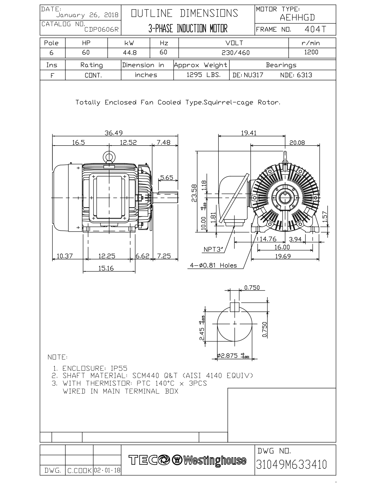 Teco CDP0606R Reference Drawing