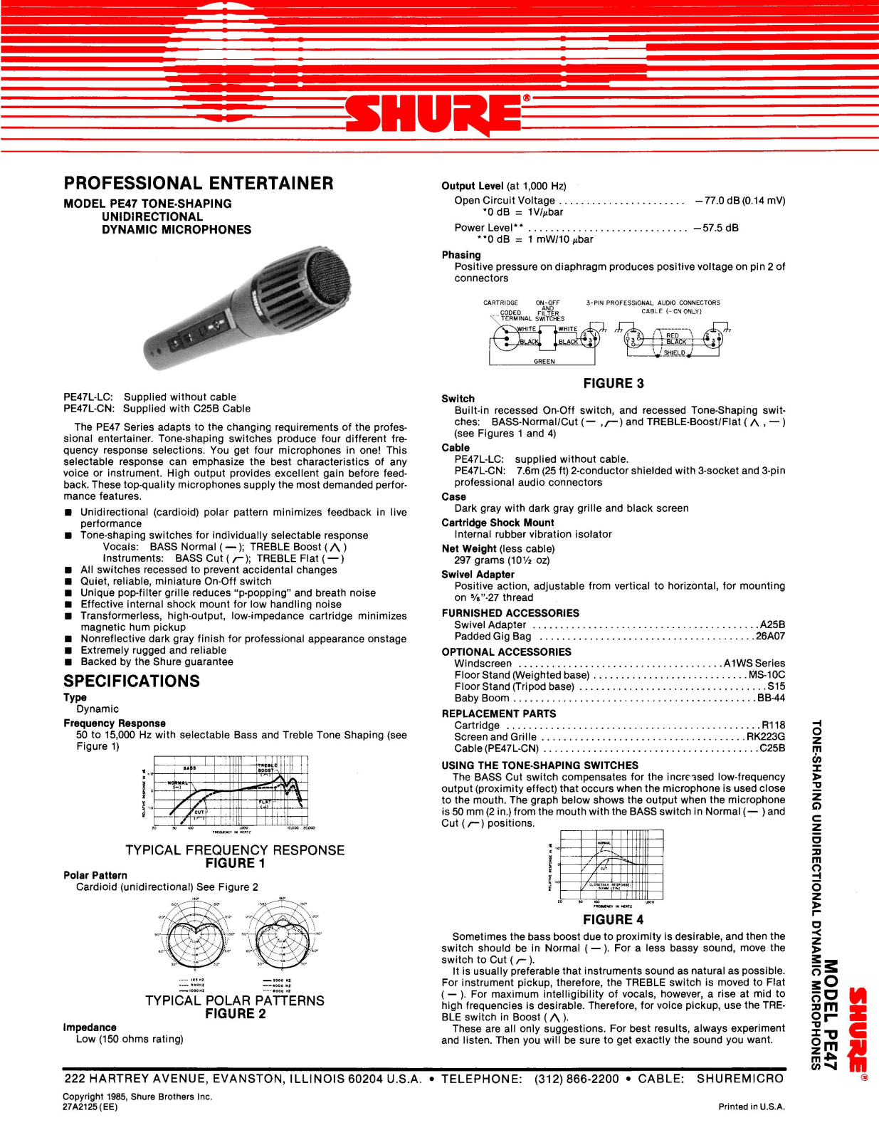 Shure PE47 User Guide - ManualMachine.com