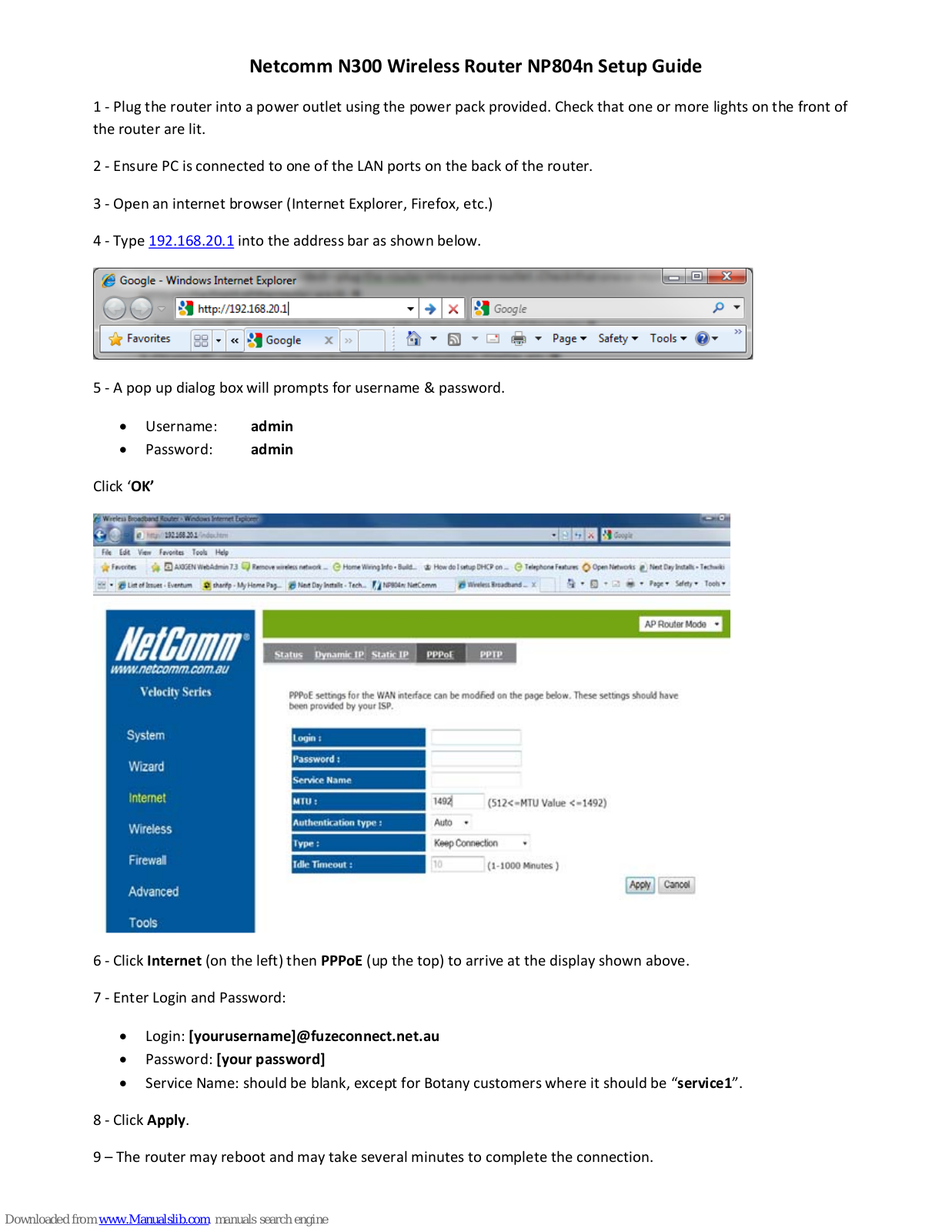 NetComm N300 NP804n, NP804n Setup Manual