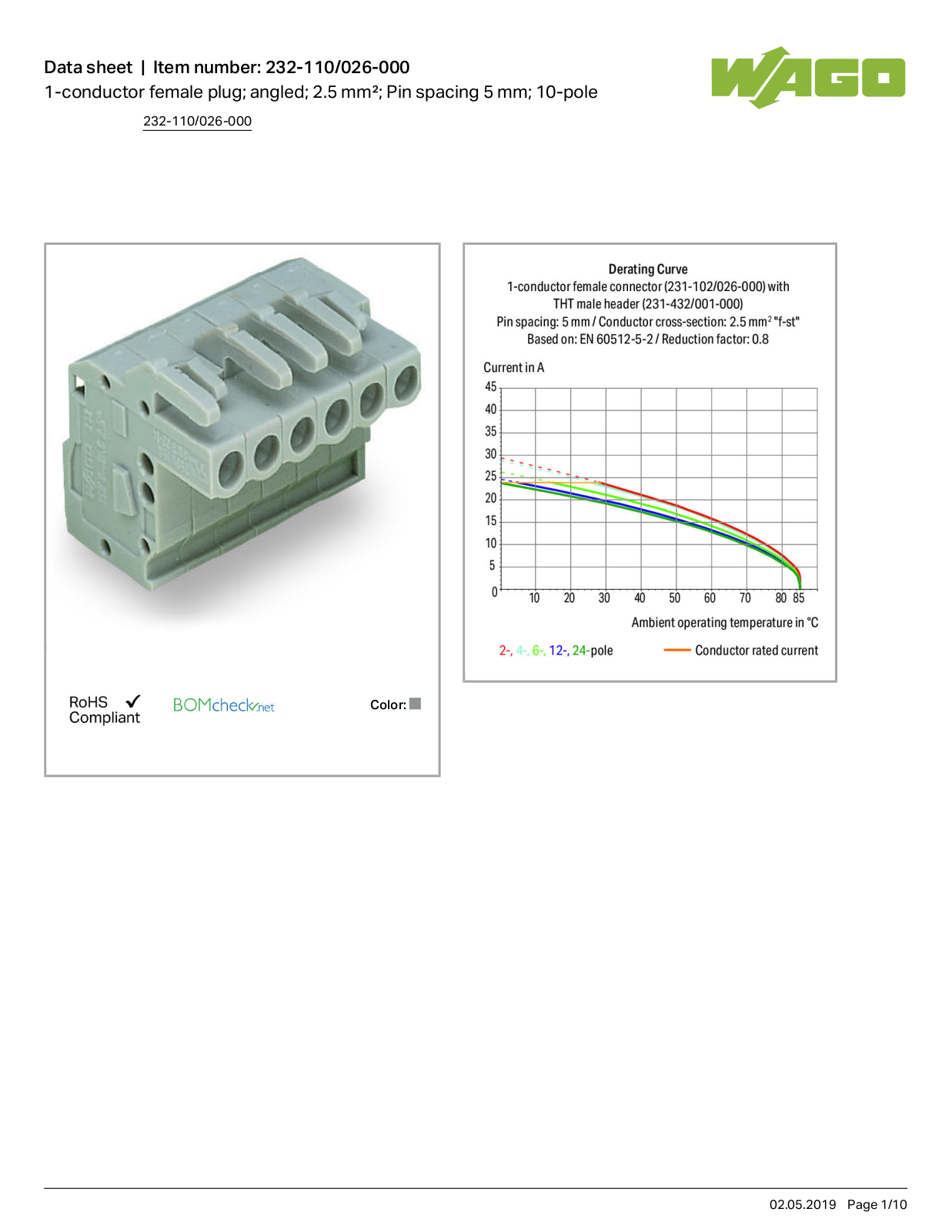 Wago 232-110/026-000 Data Sheet