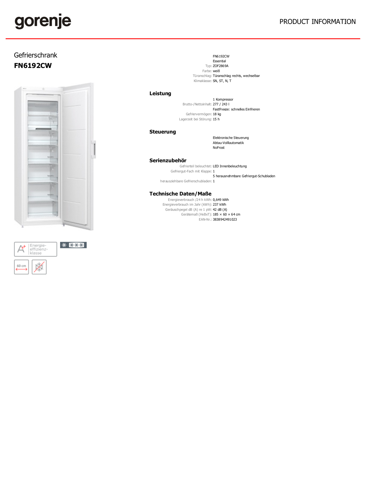 Gorenje FN6192CW Service Manual